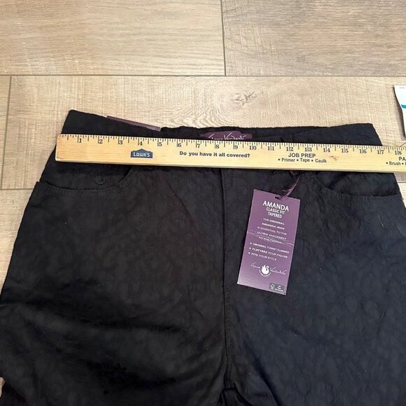GLORIA VANDERBILT WOMENS NEW LACE BLACK PANTS SIZE 16 AMANDA - Picture 5 of 13